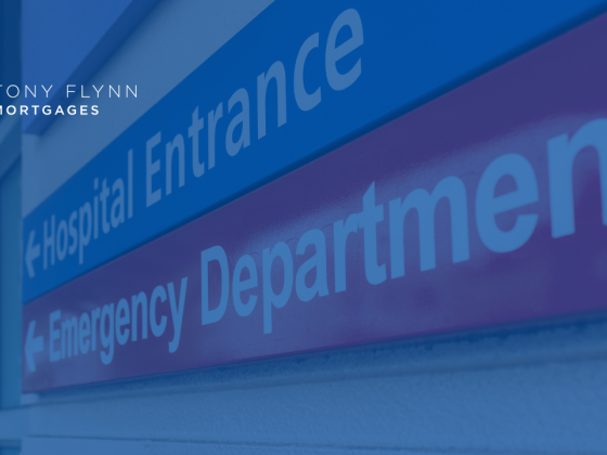 Entrance to NHS Emergency Department with a blue overlay