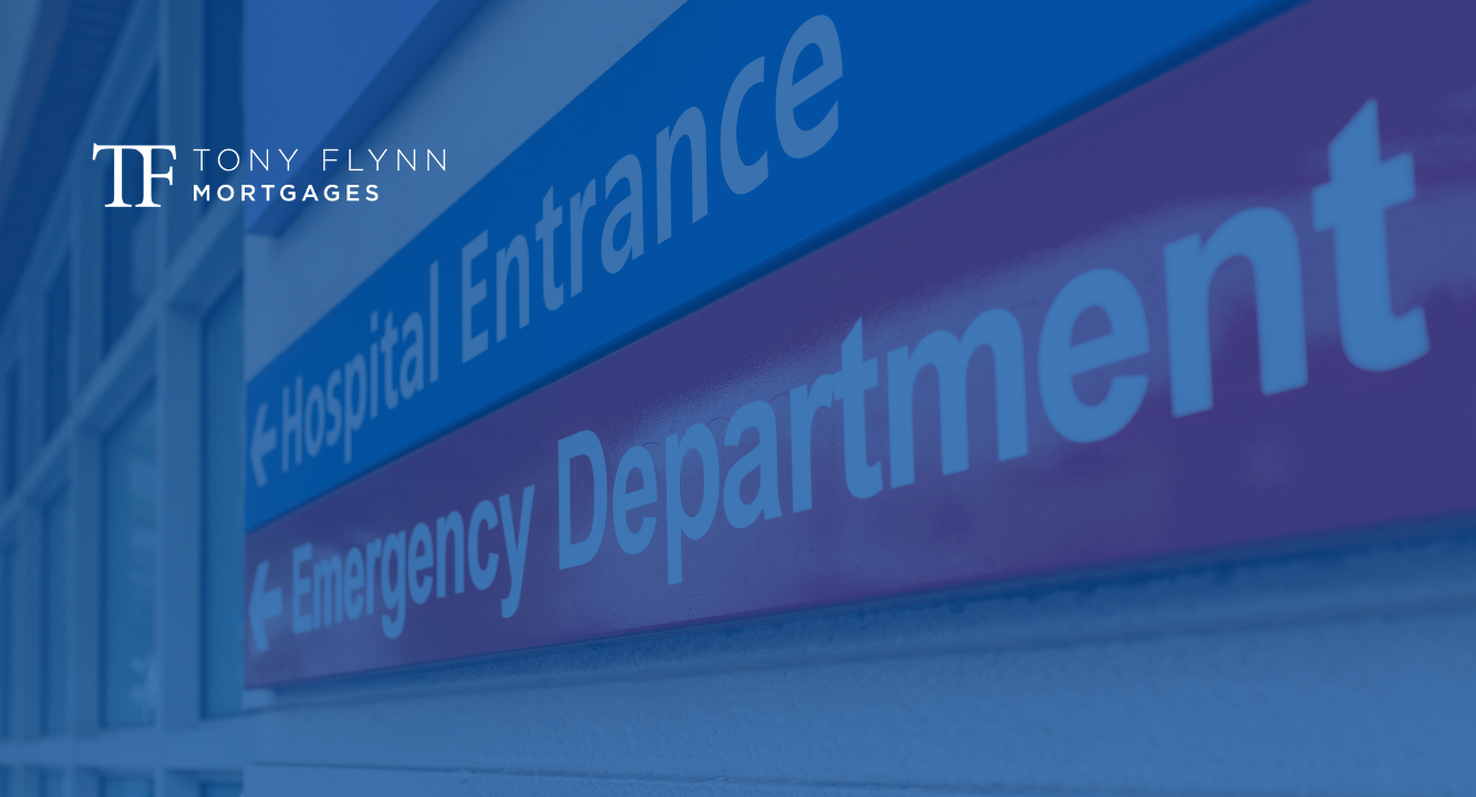 Entrance to NHS Emergency Department with a blue overlay