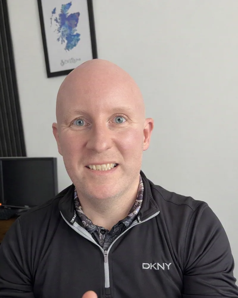 Tony Flynn, mortgage and protection adviser in Lanarkshire, giving a thumbs up